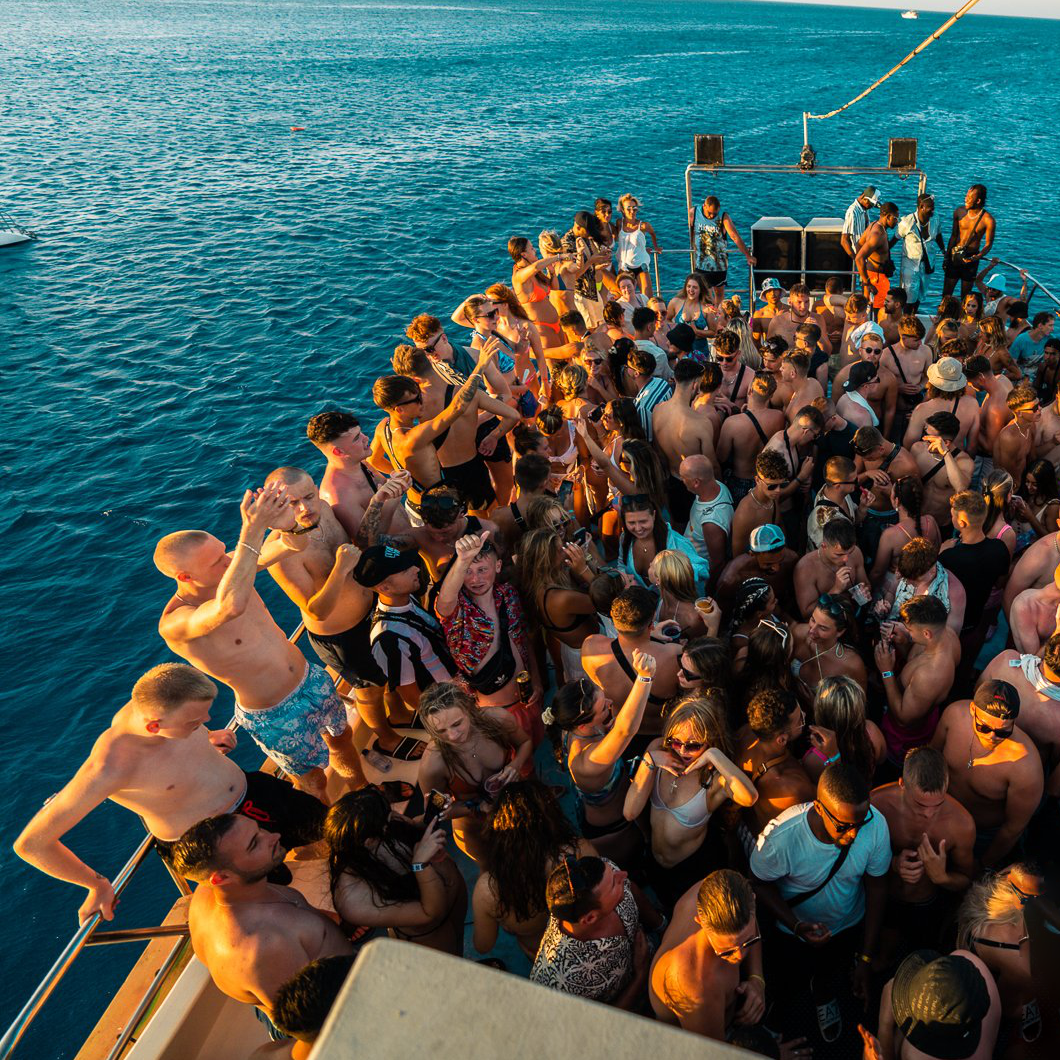 People dancing on the Fantasy Boat Party in Ayia Napa