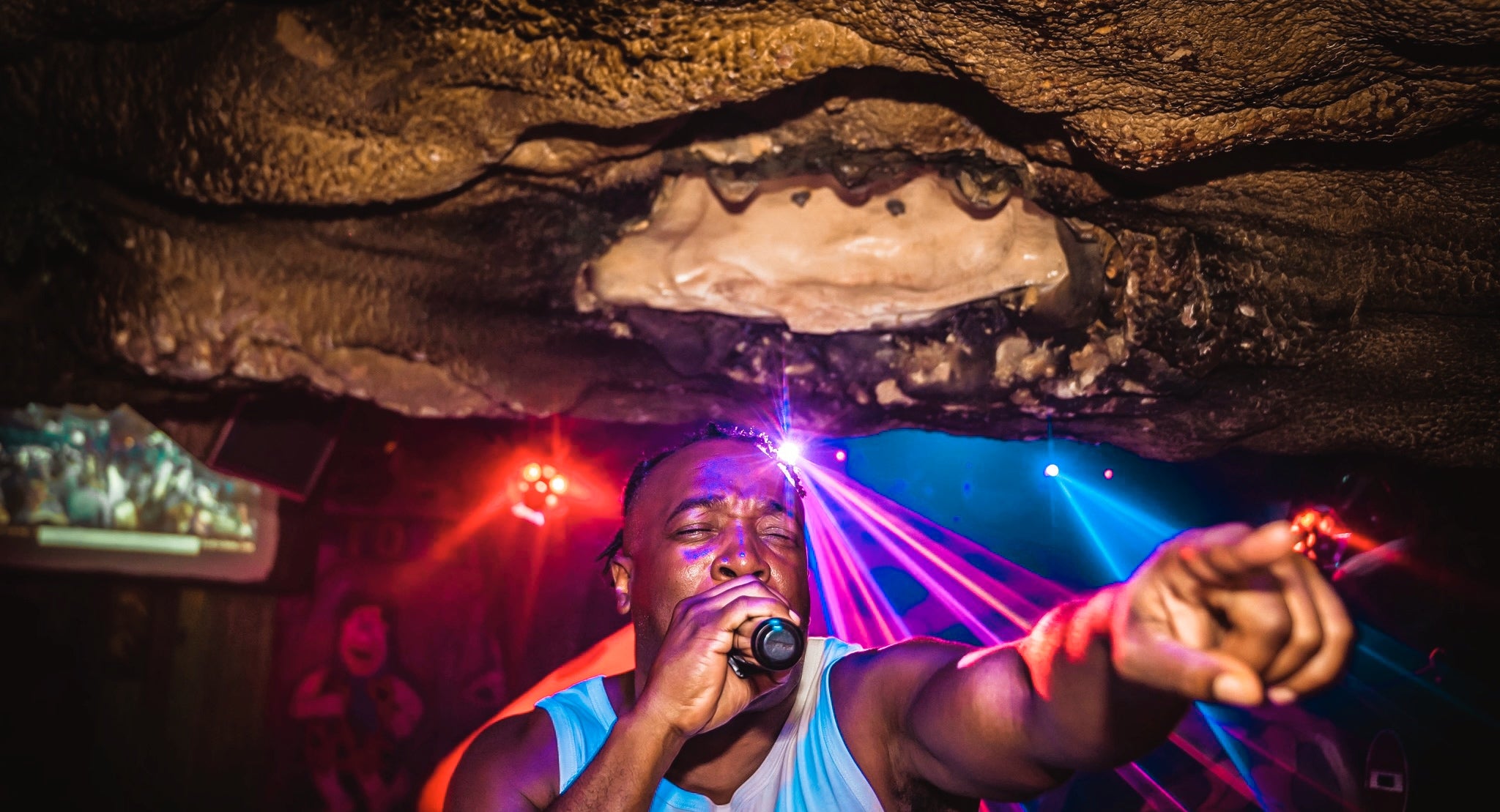 Host at bedrock bar in Ayia Napa