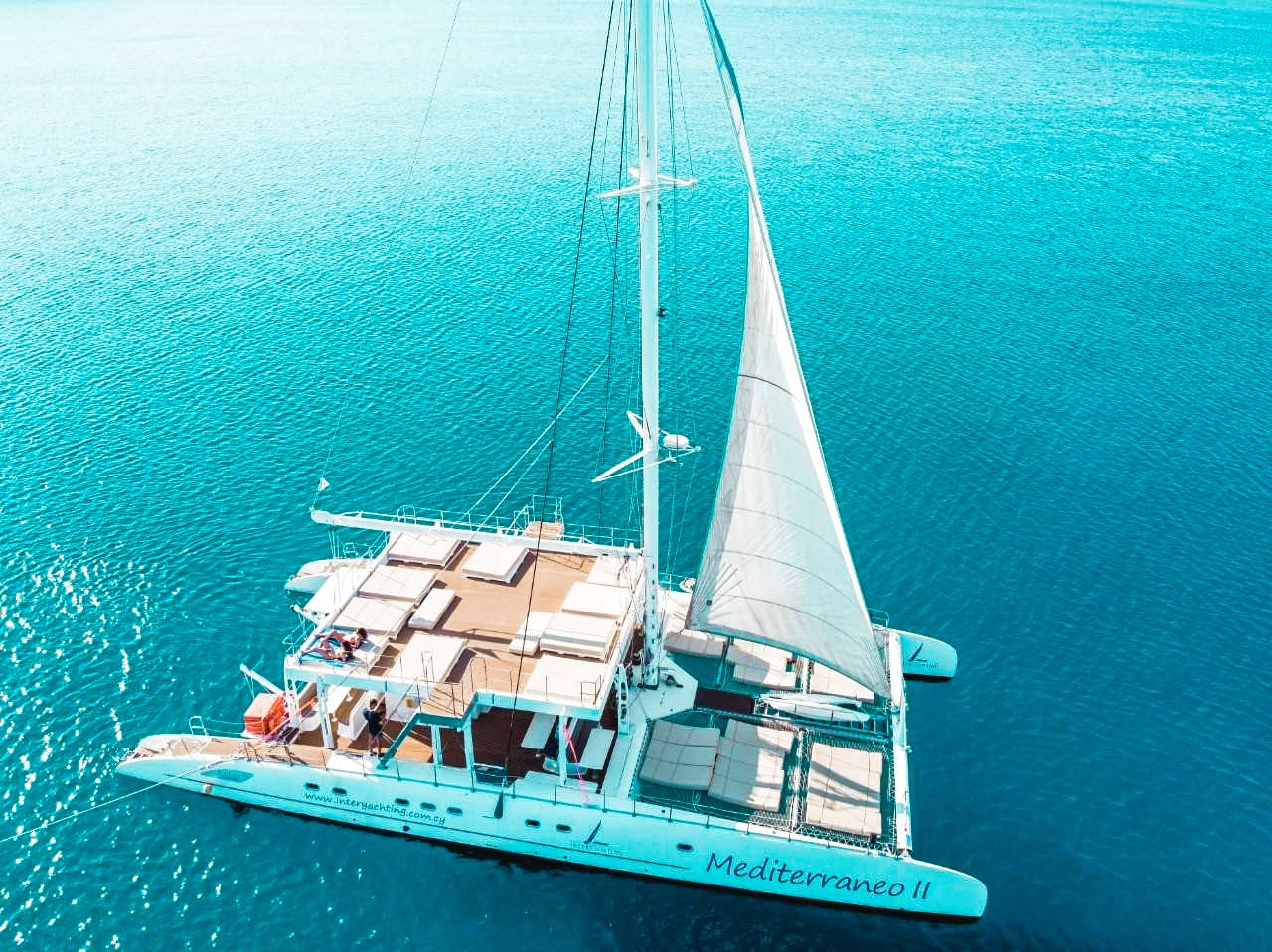 Boat at sea in the morning in Ayia Napa