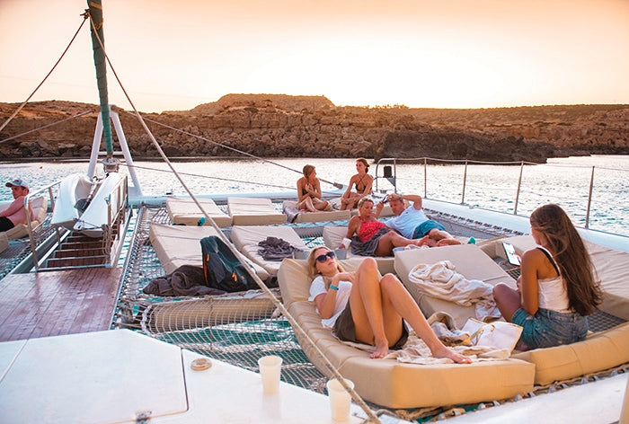 People at a sunset boat in Ayia Napa