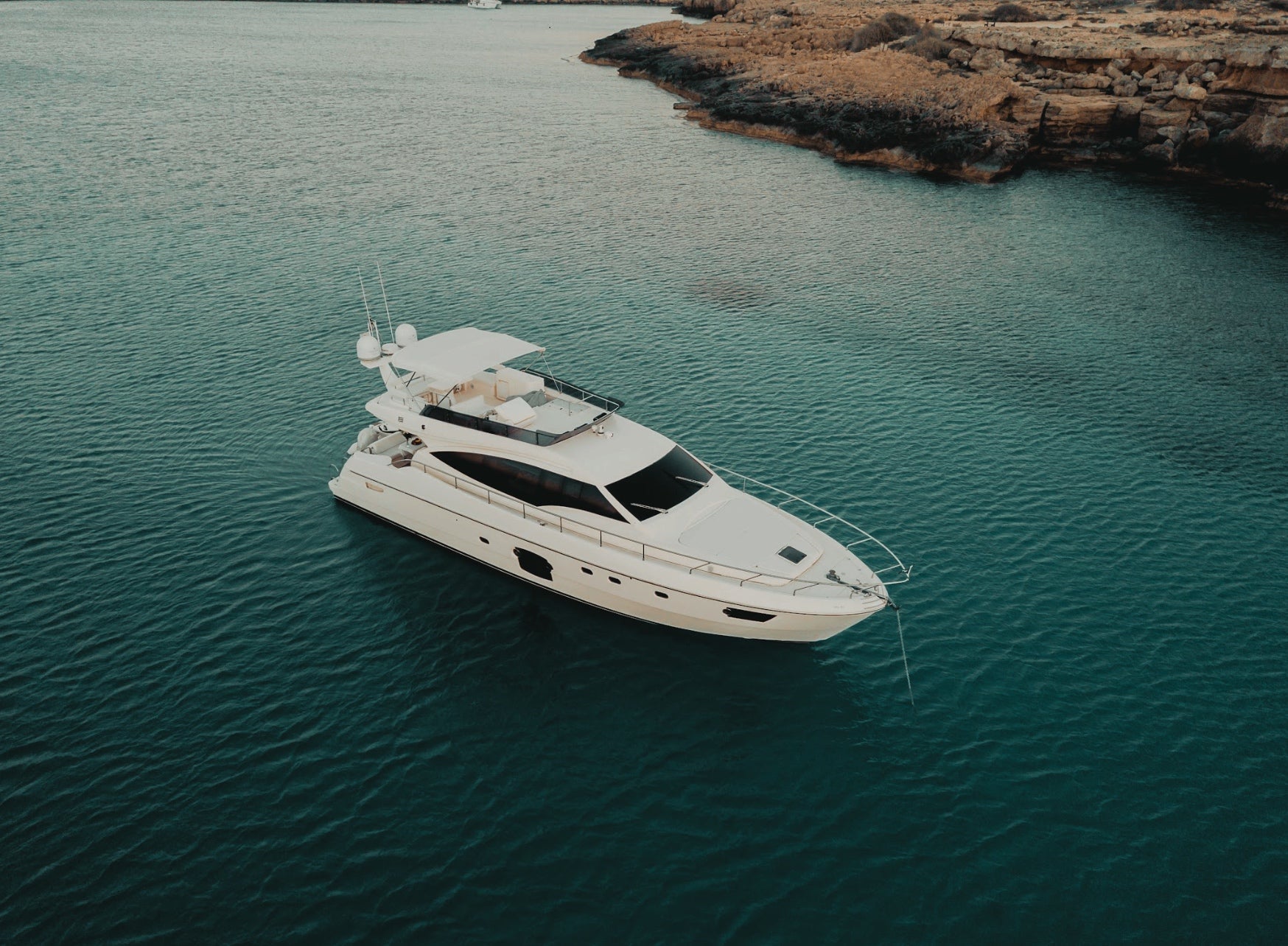 ferretti 592 yach at the sea in ayia napa