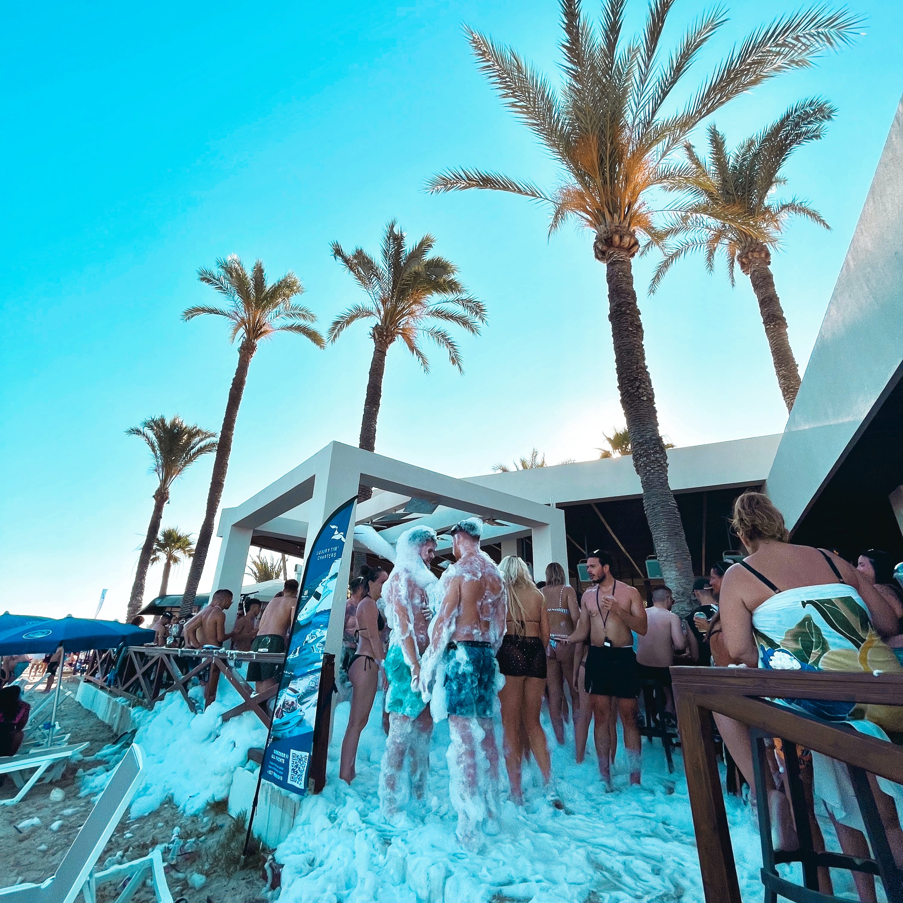 People at the foam party in Nissi Beach in Ayia Napa