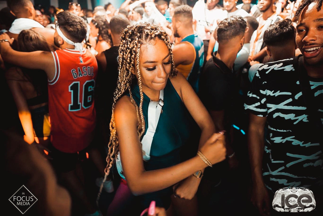 Girl dancing at ice club in ayia napa