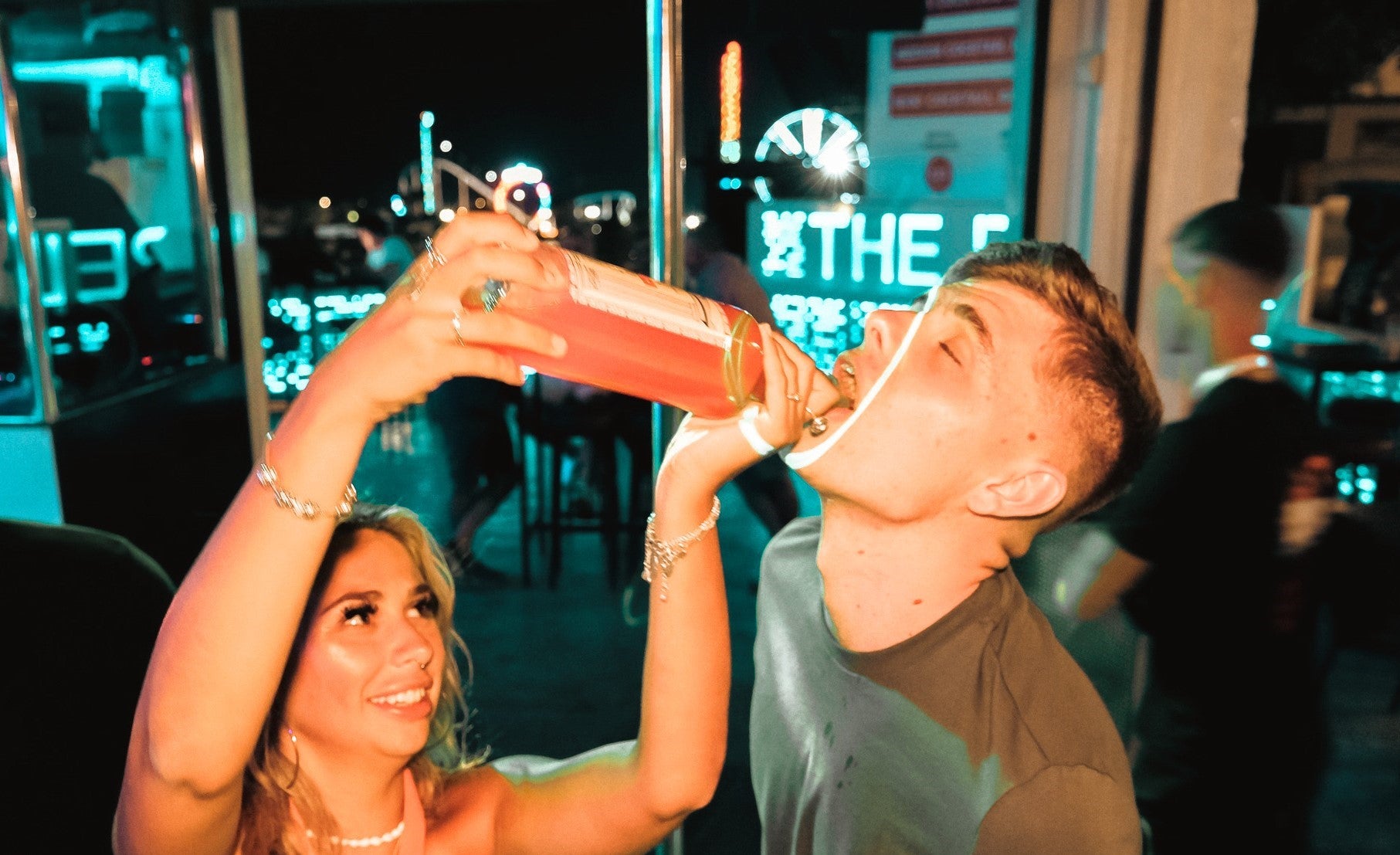 People drinking at the mayhem bar crawl in Ayia Napa