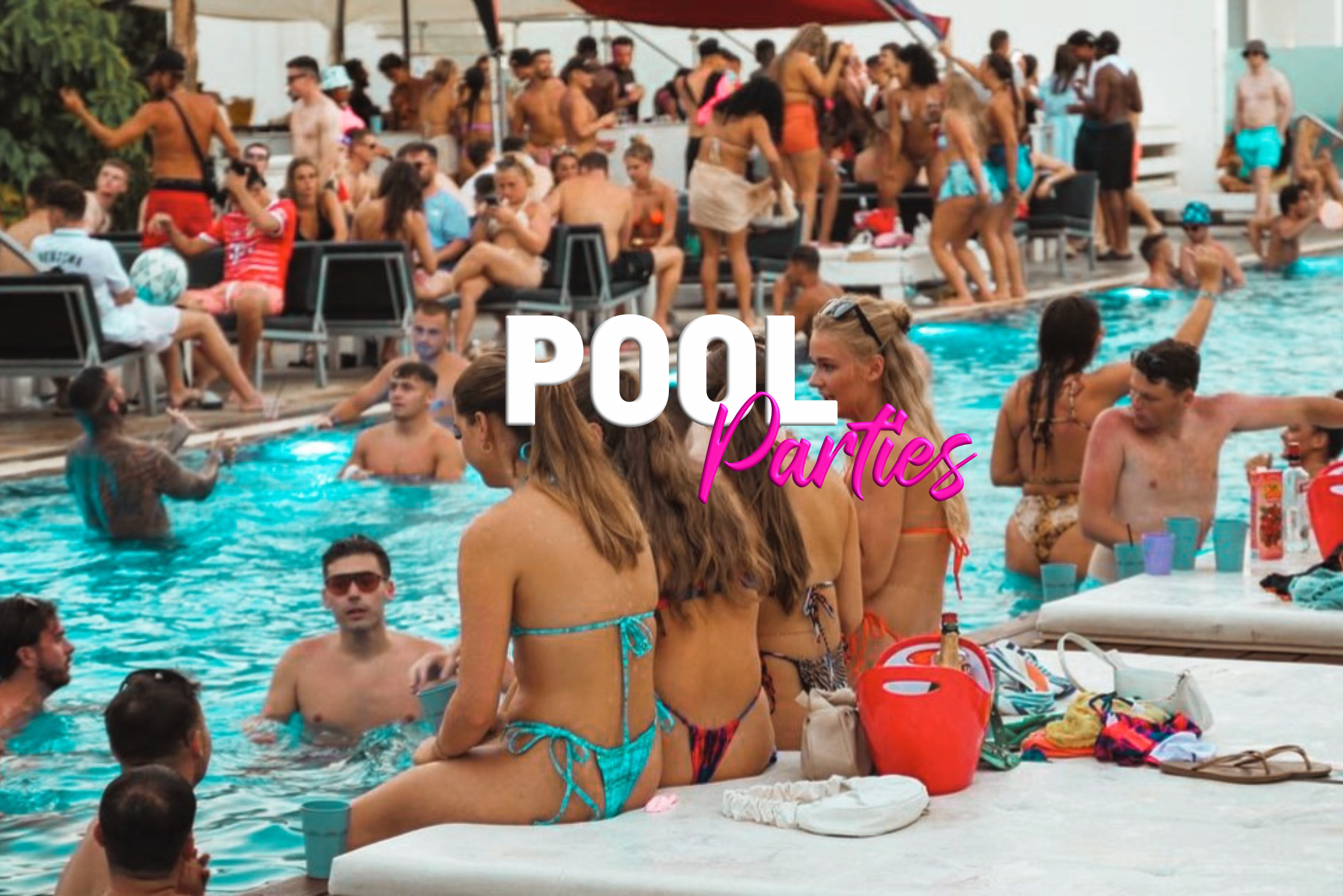 People sitting on the pool party in Ayia Napa