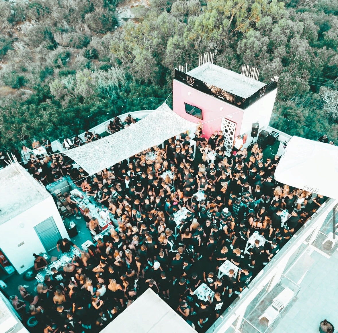 Aereal view of the rooftop party in Ayia Napa