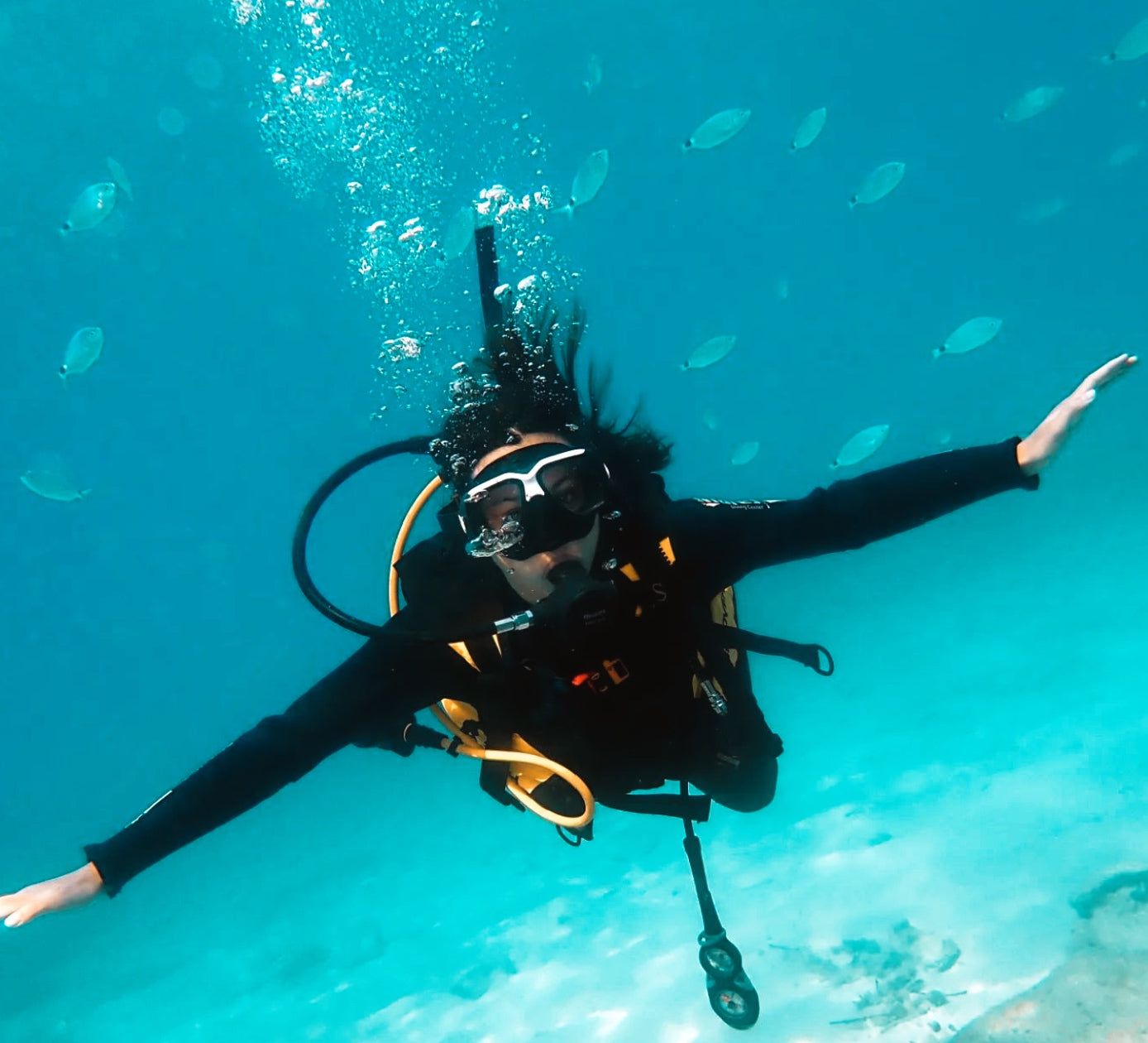 Girl diving in Green bay in Ayia Napa