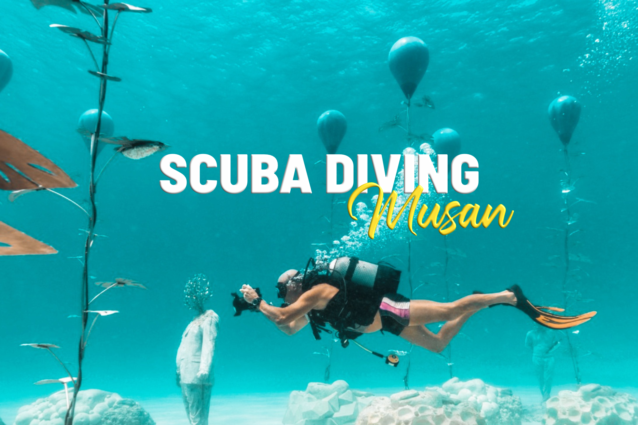 Person doing scuba diving at Musan Sculpture Park in Ayia Napa