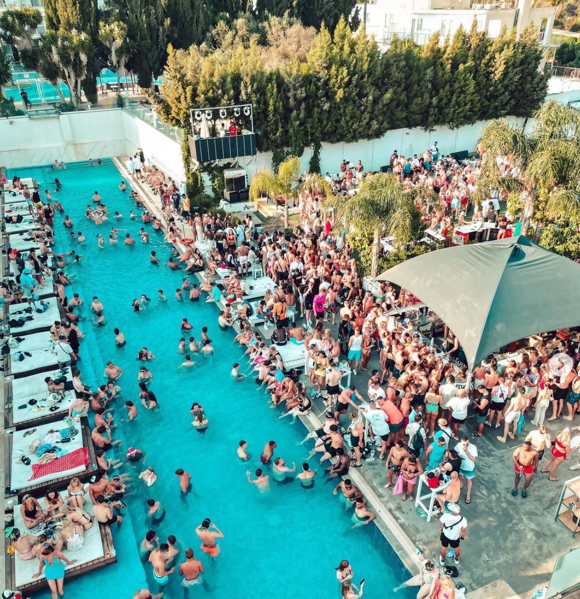 Areal view of the sunset sessions pool party in Ayia Napa