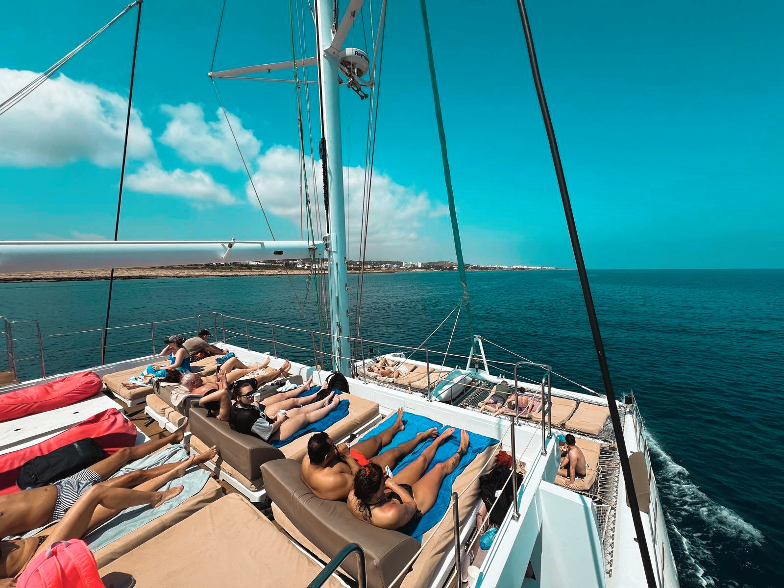 People sunbathing at the VIP boat in Ayia Napa