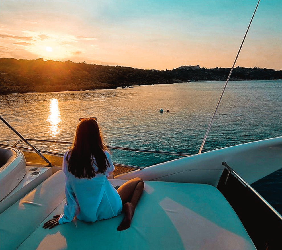 Watching sunset at yacht in Ayia Napa