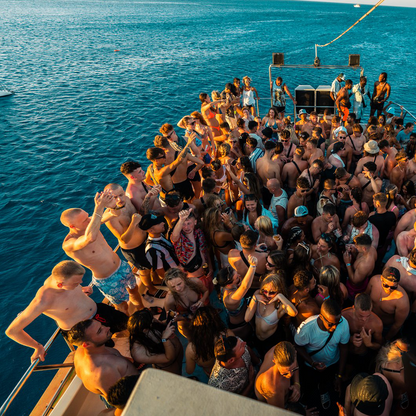 People dancing on the Fantasy Boat Party in Ayia Napa